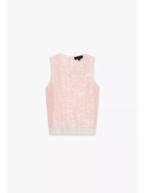 Zara Pale Pink Jacquard Sleeveless Knit Top Size Small